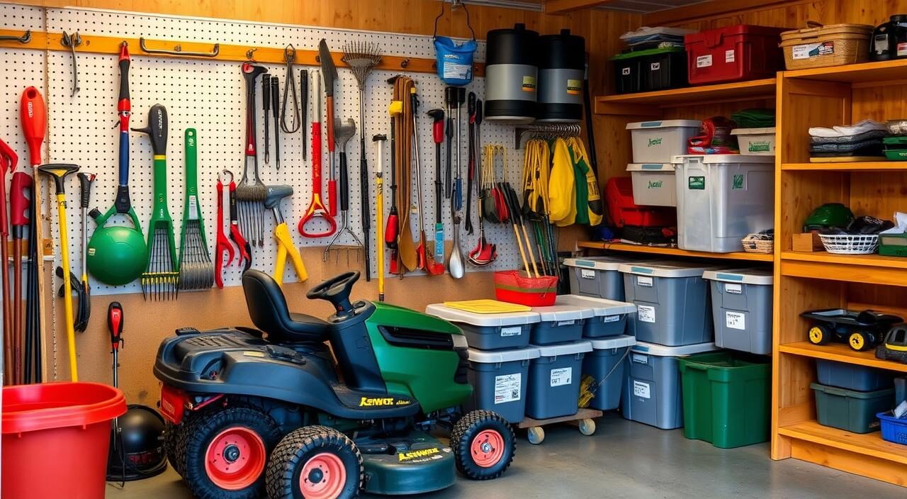 how to store a lawn mower in Garage