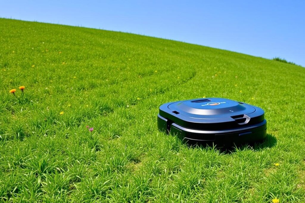 robotic lawn mower on slopes