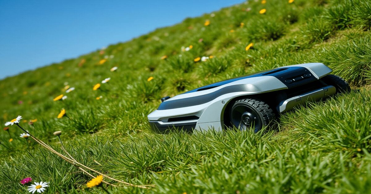 robotic lawn mower on slopes